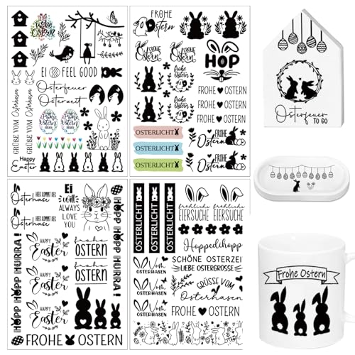4 Stück A5 Rub On Sticker Ostern, Rub On Folie, 21x14cm Folie Transferaufkleber, Rub On Aufkleber, Ostern Sticker Ostereier Osterhasen Rub Ons Sprüche für Glas Holz Möbel Scrapbooking 4 Stück A5 Rub On Sticker Ostern, Rub On Folie, 21x14cm Folie Transferaufkleber, Rub On Aufkleber, Ostern Sticker Ostereier Osterhasen Rub Ons Sprüche für Glas Holz Möbel Scrapbooking von DTXYBC