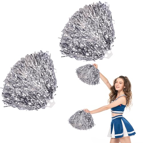 Cheerleader Pompons Handblumen, 2 Stück Cheerleading Pompons, Metallfolie Cheerleading Pom Poms, Cheer Poms mit Griff, für Ballspiele, Tänze, WM-Fußballfans Jubeln Kinder Erwachsene Cheerleader Pompons Handblumen, 2 Stück Cheerleading Pompons, Metallfolie Cheerleading Pom Poms, Cheer Poms mit Griff, für Ballspiele, Tänze, WM-Fußballfans Jubeln Kinder Erwachsene von DTXYBC