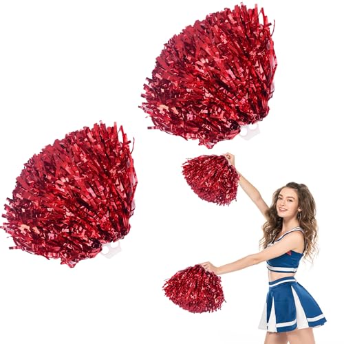 Cheerleader Pompons Handblumen, 2 Stück Cheerleading Pompons, Metallfolie Cheerleading Pom Poms, Cheer Poms mit Griff, für Ballspiele, Tänze, WM-Fußballfans Jubeln Kinder Erwachsene Cheerleader Pompons Handblumen, 2 Stück Cheerleading Pompons, Metallfolie Cheerleading Pom Poms, Cheer Poms mit Griff, für Ballspiele, Tänze, WM-Fußballfans Jubeln Kinder Erwachsene von DTXYBC