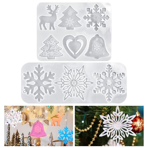 DTYGUIXE Weihnachten Resin Silikonform, 2 Stück Weihnachten Harz Gießform-9 Muster Epoxidharz Formen Schneeflocken Silikonform Weihnachten Anhänger Epoxidharz Form für Ornamente DIY Basteln Zubehör DTYGUIXE Weihnachten Resin Silikonform, 2 Stück Weihnachten Harz Gießform-9 Muster Epoxidharz Formen Schneeflocken Silikonform Weihnachten Anhänger Epoxidharz Form für Ornamente DIY Basteln Zubehör von DTYGUIXE
