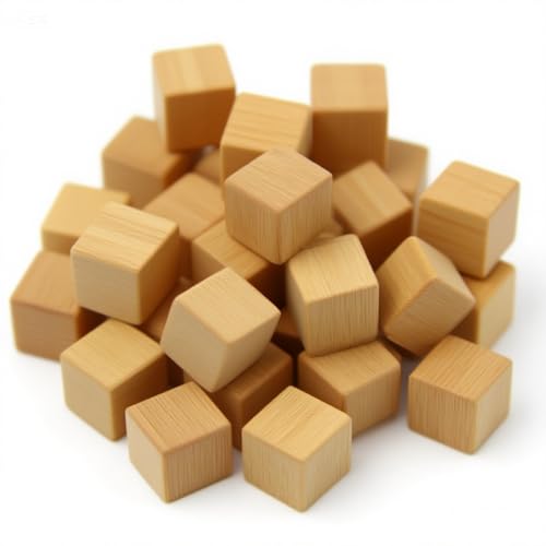 DTmasao 1/2 Zoll Unlackierte Holzblöcke zum Basteln, 100 Stück Holzwürfel für Babyparty, kleine Blanko-Holzblöcke, STEM, Gebäude, Birkenholzwürfel zum Basteln von DTmasao