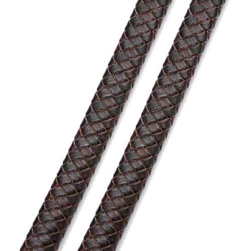DUAE 0,5/1 Meter Vintage Schwarz Braun echtes geflochtenes Lederband 8mm 10mm 12mm flaches Lederband zur Armband-Schmuckherstellung von DUAE
