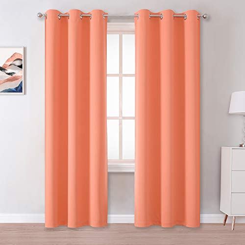 DUALIFE Burnt Coral Vorhänge, 213 cm, Raumverdunkelungsvorhänge für Wohnzimmer, Kinderzimmer, Ösenvorhänge, wärmeisoliert, 42 Wx84 L, 2 Paneele) von DUALIFE