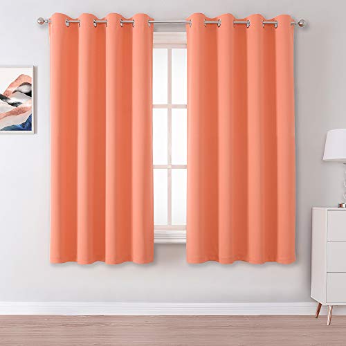 DUALIFE Korallenvorhang für Mädchenzimmer, 137 cm Länge, 2 Paneele, pfirsichfarben, Lachsfarben, Vorhänge für Kinderzimmer, Ösen, 132 x 137 cm (B x L) von DUALIFE