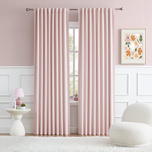 DUALIFE Niedliche rosa Baby-Vorhänge, 244 cm lang, mit Schlaufen auf der Rückseite und Stangentasche, wärmeisoliert, lichtblockierende Vorhänge für Kühlergrill, Kinderzimmer, Schlafzimmer, zartes von DUALIFE