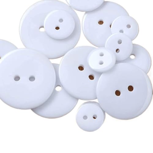 DUANGYMM Bastelknöpfe, 1000 Stück 12 mm 2 Löcher weiß schwarz transparente Harzknöpfe for Kleidung Handarbeiten Basteln for DIY handgefertigte Kleidung Bastelzubehör(White) von DUANGYMM