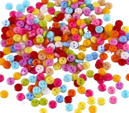 DUANGYMM Bastelknöpfe, 1000 Stück 6 mm schöne kleine Mini-Harzknöpfe for Nähen von Kleidung, Spielzeug, Puppe, dekorativ for DIY handgefertigte Kleidung, Bastelzubehör(Circular Shaped) von DUANGYMM