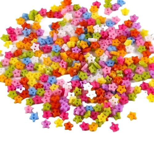 DUANGYMM Bastelknöpfe, 1000 Stück 6 mm schöne kleine Mini-Harzknöpfe for Nähen von Kleidung, Spielzeug, Puppe, dekorativ for DIY handgefertigte Kleidung, Bastelzubehör(Snowflake Shaped) von DUANGYMM