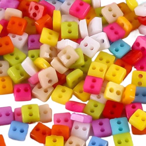 DUANGYMM Bastelknöpfe, 1000 Stück 6 mm schöne kleine Mini-Harzknöpfe for Nähen von Kleidung, Spielzeug, Puppe, dekorativ for DIY handgefertigte Kleidung, Bastelzubehör(Square Shaped) von DUANGYMM
