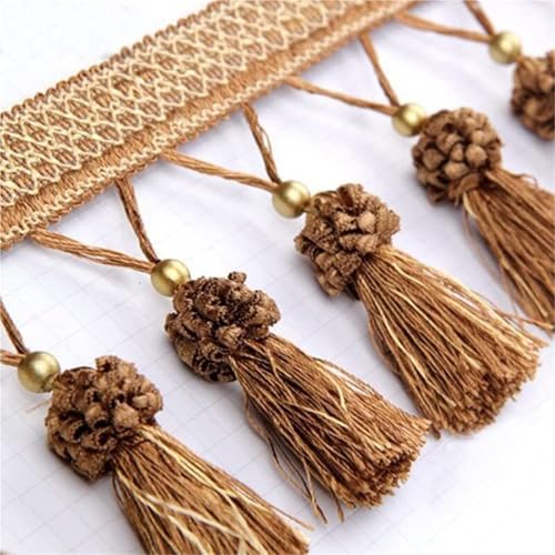 DUANGYMM Fransenbesatz Quaste, Vorhangspitze, 5 Meter Vorhang Kanten Trim Trimmen Band Nähen Kleidungsstücke Tischdecke DIY Decor(Brown) von DUANGYMM