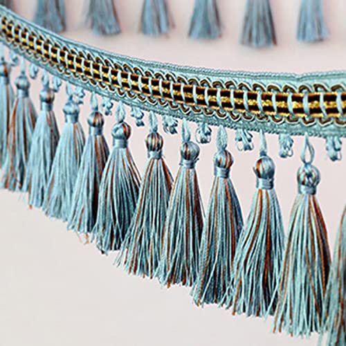 DUANGYMM Fransenbesatz Quaste, Vorhangspitze, 5 Meter Vorhang Nähen Quaste Fransenbesatz Zopfband Spitzenbesatz Dekorativer Besatz for Lampenschirme Sofa DIY Handwerk(Blue) von DUANGYMM