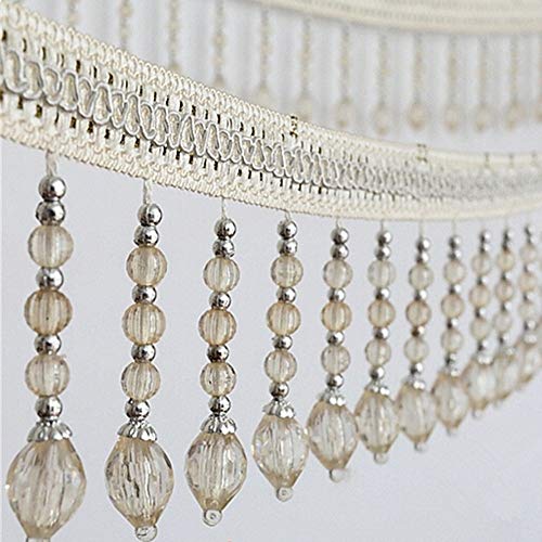 DUANGYMM Fransenbesatz Quaste, Vorhangspitze, Fransenbesatz, geflochten, for Aufhängen, Perlen, Bandbesatz, Tischdecke, DIY, Kostüm, Basteln, 1 Meter(Beige) von DUANGYMM