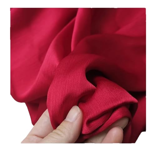 DUANGYMM Seidenstoff, Satinstoff, Polyester Crinkled Satin Chiffon Stoff 1,5 Meter Breite Multicolor 1-10 Meter Länge(10 Burgundy,5Meters X 1.5Meter) von DUANGYMM