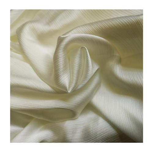 DUANGYMM Seidenstoff, Satinstoff, Polyester Crinkled Satin Chiffon Stoff 1,5 Meter Breite Multicolor 1-10 Meter Länge(13 Beige,5Meters X 1.5Meter) von DUANGYMM