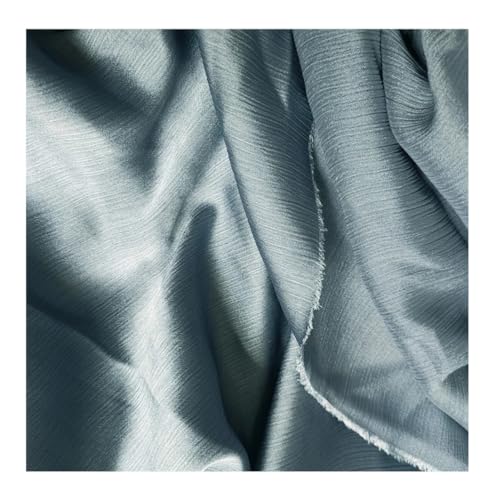 DUANGYMM Seidenstoff, Satinstoff, Polyester Crinkled Satin Chiffon Stoff 1,5 Meter Breite Multicolor 1-10 Meter Länge(18 Blue Gray9,1Meter X 1.5Meter) von DUANGYMM