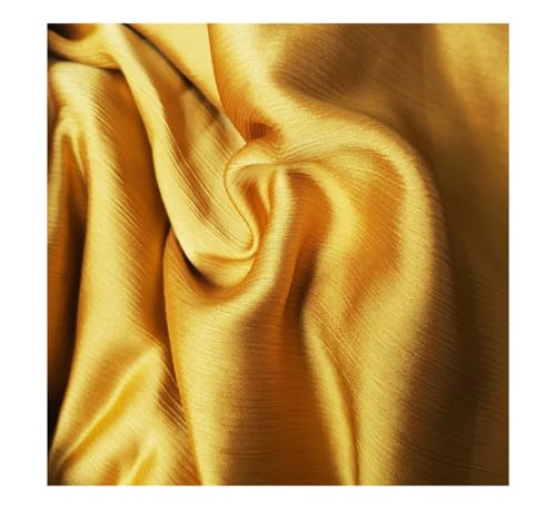 DUANGYMM Seidenstoff, Satinstoff, Polyester Crinkled Satin Chiffon Stoff 1,5 Meter Breite Multicolor 1-10 Meter Länge(2 Golden,2Meters X 1.5Meter) von DUANGYMM