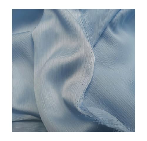 DUANGYMM Seidenstoff, Satinstoff, Polyester Crinkled Satin Chiffon Stoff 1,5 Meter Breite Multicolor 1-10 Meter Länge(23 Light Blue,2Meters X 1.5Meter) von DUANGYMM