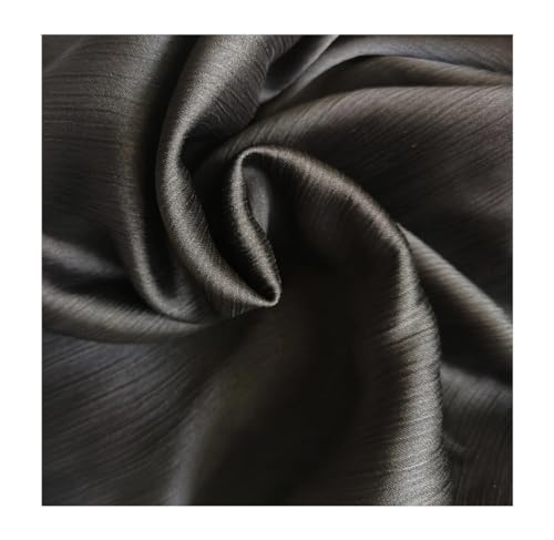 DUANGYMM Seidenstoff, Satinstoff, Polyester Crinkled Satin Chiffon Stoff 1,5 Meter Breite Multicolor 1-10 Meter Länge(9 Black,10Meters X 1.5Meter) von DUANGYMM