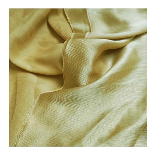 DUANGYMM Seidenstoff, Satinstoff, Polyester Crinkled Satin Chiffon Stoff 1,5 Meter Breite Multicolor 1-10 Meter Länge(Light Yellow,1Meter X 1.5Meter) von DUANGYMM
