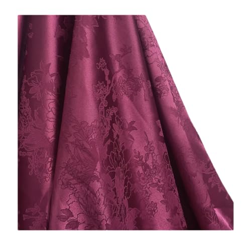 DUANGYMM Seidenstoff, Satinstoff, Polyester-Jacquard-Satin, Bestickt, 150 cm, Mehrfarbig, for Kleiderpolster, 150 cm x M(17 Burgundy,150cmx1M) von DUANGYMM