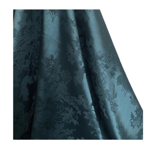 DUANGYMM Seidenstoff, Satinstoff, Polyester-Jacquard-Satin, Bestickt, 150 cm, Mehrfarbig, for Kleiderpolster, 150 cm x M(18 Dark En8,150cmx1M) von DUANGYMM