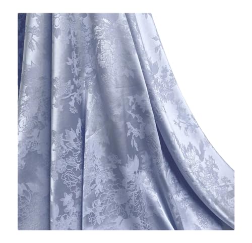 DUANGYMM Seidenstoff, Satinstoff, Polyester-Jacquard-Satin, Bestickt, 150 cm, Mehrfarbig, for Kleiderpolster, 150 cm x M(3 Light Blue,150cmx5M) von DUANGYMM