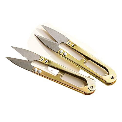 DUANGYMM U-förmige Nähschere, 5 Stück tragbare U-förmige Nähschere Schneiderschere Praktisches Nähzubehör Garnschere Fadenschneider Zangen(Gold Color) von DUANGYMM