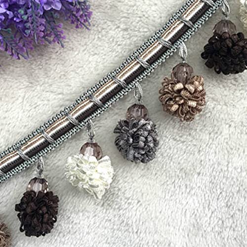 Fransenbesatz Quaste, Vorhangspitze, 2 Meter hängende Ballquaste Fransen for Vorhang Sofa Band Spitzenbesatz Nähen Handwerk Home Hochzeit Party Dekor(Gray) von DUANGYMM