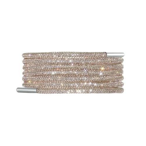 DUANSIYU Kordel FüR Jogginghose 2Pcs Strass Schnürsenkel Schnürsenkel Kordelzug Schnur Helle Kreuz Flechten Kleidung Zubehör Kordel FüR Hoodie(Champagne,120cm) von DUANSIYU