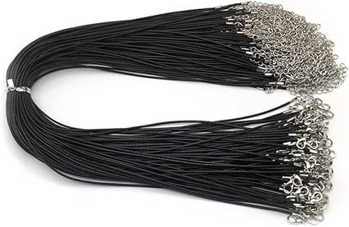 100 Stück gewachste Halskettenschnur, 1,5 mm, verstellbar, gewachste Halskettenschnur mit Karabinerverschluss für DIY-Armband, Schmuckherstellung (schwarz) von DUANxiaoyanK
