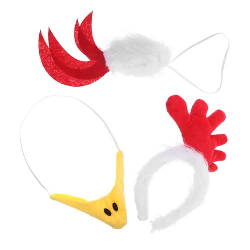 DUANxiaoyanK 1 Set/3-teiliges Hahn-Kostüm-Set, Hahn-Stirnband und Schwanz, Huhnschnabel, Tierkostüm, Cosplay-Zubehör von DUANxiaoyanK