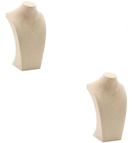 DUANxiaoyanK 2 x Schmuckständer für Halskette und Anhänger, Leinen-Mannequin, Büste, Hals, Modellständer, Hals, 2 Größen von DUANxiaoyanK