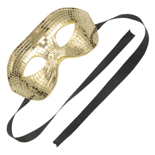 DUANxiaoyanK Discokugel-Glitzer-Maske, Mosaik-Halbgesichtsmaske, Partyzubehör, für Halloween, Maskerade-Party (Gold) von DUANxiaoyanK