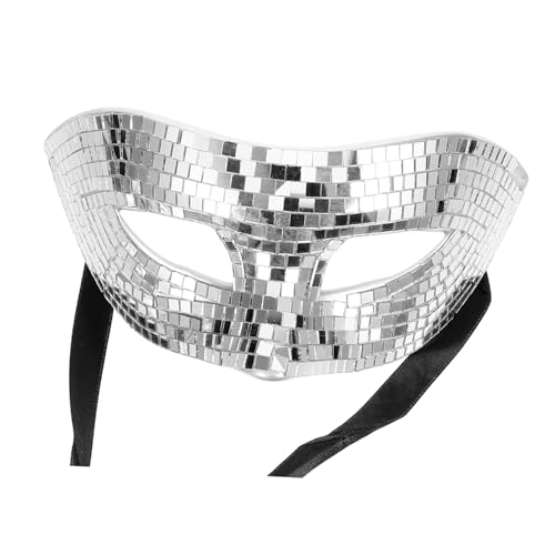 DUANxiaoyanK Discokugel-Glitzer-Maske, Mosaik-Halbgesichtsmaske, Partyzubehör, für Halloween, Maskerade-Party (Silber) von DUANxiaoyanK