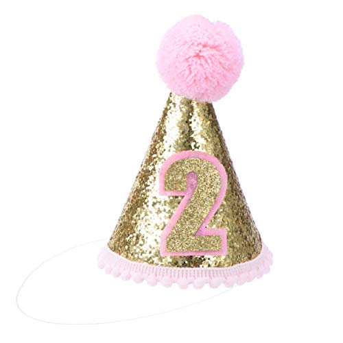 DUANxiaoyanK Kegelhut für Kindergeburtstag, Geburtstagsparty, Kegelhut, 2. Geburtstag, mit verstellbarem Stirnband, Geburtstagsparty-Zubehör (Rosa) von DUANxiaoyanK