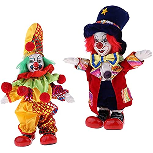 DUANxiaoyanK Porzellan-Clown-Puppe, Clown-Puppe, Halloween-Dekorationspuppe, Tischdekoration, Zirkusrequisiten, für Heimdekoration, 2 Stück von DUANxiaoyanK