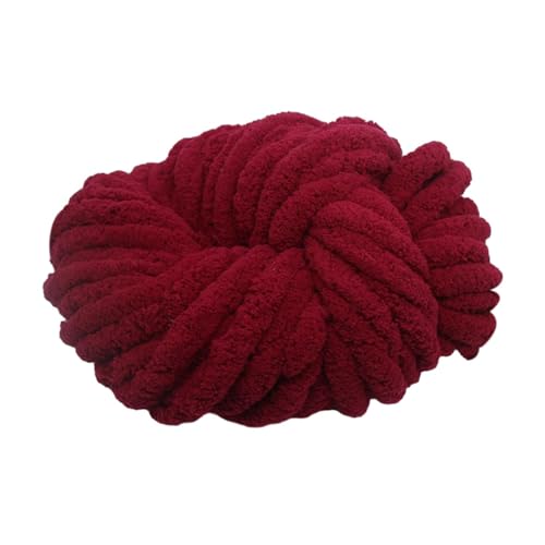 Dickes Chenille-Garn, Strickgarn, waschbar, zum Stricken von Decken, Kissen, Taschen (20 mm) (Maroon) von DUANxiaoyanK