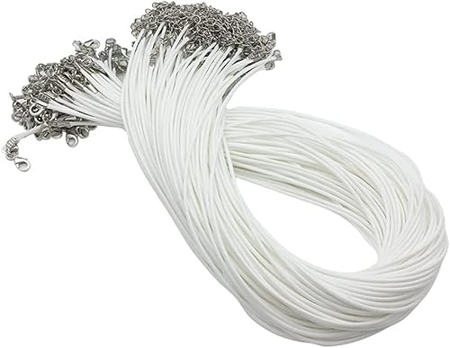 Gewachste Halskettenschnur, 1,5 mm, verstellbar, gewachst, mit Karabinerverschluss, für DIY-Armbänder, Schmuckherstellung, 100 Stück (weiß) von DUANxiaoyanK