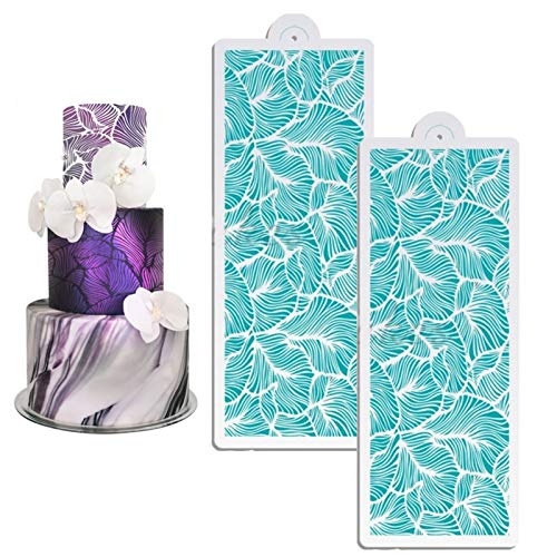 DUBENS 2 Stück Pfau Spitze Schablone für Hochzeit Kuchen Design Kunststoff Template Mold Malerei Schablone Dekorieren Flasche Fondant Werkzeuge Backformen von DUBENS