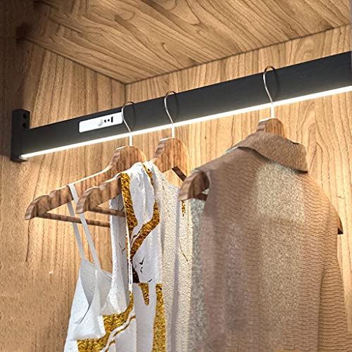 Ausziehbare Kleiderschrankstange aus Stahl, 40–120 cm Kleiderstange mit Licht, mit 2 Sockeln, Kleiderschrankstange mit LED-Licht, eingebauter Lithiumbatterie, menschlicher Sensor, Tragkraft 50 kg(650m Ausziehbare Kleiderschrankstange aus Stahl, 40–120 cm Kleiderstange mit Licht, mit 2 Sockeln, Kleiderschrankstange mit LED-Licht, eingebauter Lithiumbatterie, menschlicher Sensor, Tragkraft 50 kg(650m von DUBTEDHOU