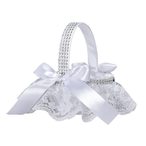 DUBTEDHOU Hochzeit Korb Blume, Brautjungfer Spitze weiß Vintage rustikale Hochzeit Zeremonie Braut Dusche Tischdekorationen(White2) von DUBTEDHOU