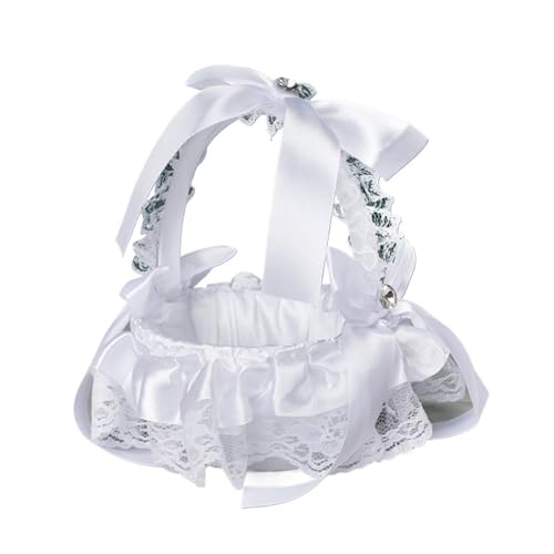 DUBTEDHOU Hochzeit Korb Blume, Brautjungfer Spitze weiß Vintage rustikale Hochzeit Zeremonie Braut Dusche Tischdekorationen(White3) von DUBTEDHOU