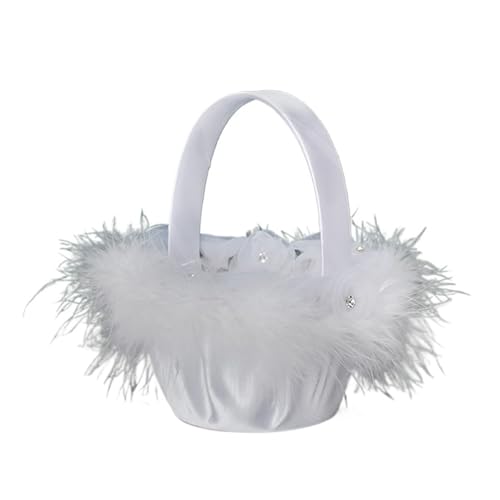 DUBTEDHOU Hochzeit Korb Blume, Brautjungfer Spitze weiß Vintage rustikale Hochzeit Zeremonie Braut Dusche Tischdekorationen(White4) von DUBTEDHOU
