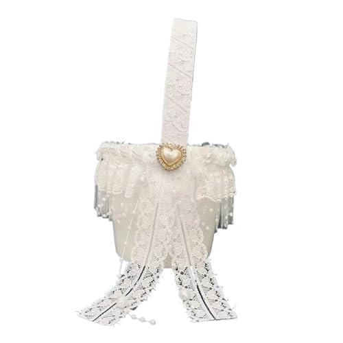 DUBTEDHOU Hochzeit Korb Blume, Elegante Hochzeit mit weißer Spitze verziert mit Liebe dekoriert von DUBTEDHOU