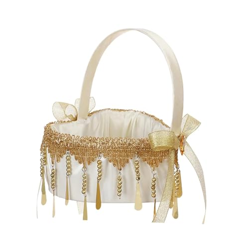 DUBTEDHOU Hochzeit Korb Blume, Hochzeit Elegante Süße Symbol Herz Form Party Liefert Braut Zubehör Zeremonie Gefälligkeiten(Gold) von DUBTEDHOU