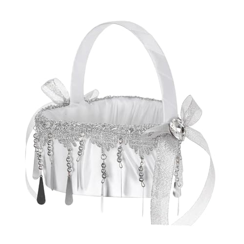 DUBTEDHOU Hochzeit Korb Blume, Hochzeit Elegante Süße Symbol Herz Form Party Liefert Braut Zubehör Zeremonie Gefälligkeiten(Sliver) von DUBTEDHOU