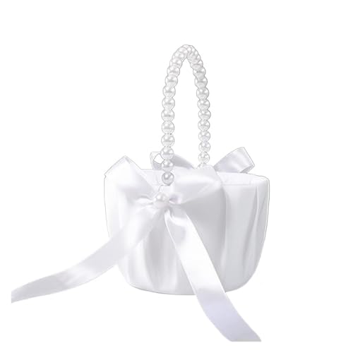 DUBTEDHOU Hochzeit Korb Blume, Hochzeit Weiß Satin Schleife Blume Tragekorb Mit Perle Griff Geeignet for Brautjungfern Und Blume DUBTEDHOU Hochzeit Korb Blume, Hochzeit Weiß Satin Schleife Blume Tragekorb Mit Perle Griff Geeignet for Brautjungfern Und Blume von DUBTEDHOU