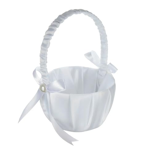 DUBTEDHOU Hochzeit Korb Blume, Weißer Spitzenperlen-tragbarer Hochzeitskorb for Blumenbraut-Brautjungfernzeremonie-Partydekoration DUBTEDHOU Hochzeit Korb Blume, Weißer Spitzenperlen-tragbarer Hochzeitskorb for Blumenbraut-Brautjungfernzeremonie-Partydekoration von DUBTEDHOU