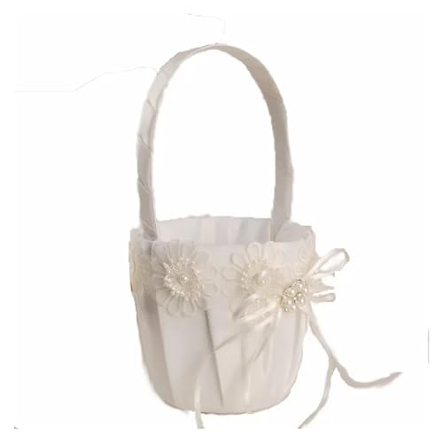 DUBTEDHOU Hochzeit Korb Blume, for Hochzeit handgemachte Spitzenblumen mit Griff weißen Korb Stoff mit Perlendekorationen DUBTEDHOU Hochzeit Korb Blume, for Hochzeit handgemachte Spitzenblumen mit Griff weißen Korb Stoff mit Perlendekorationen von DUBTEDHOU