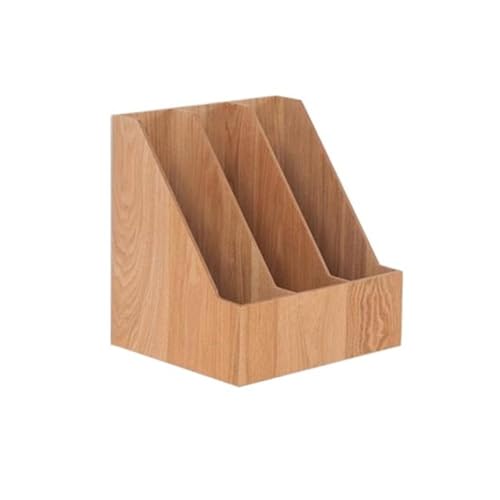 Holzschreibtisch Lagerung, Aktenhalter aus Holz, 3 vertikale Fächer, mehrfarbig(Natural) von DUBTEDHOU
